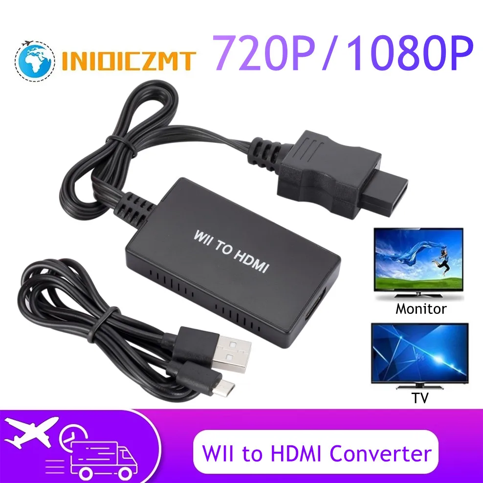 

INIOICZMT HD 1080P WII to HDMI-Compatibility Converter With Cable And With 3.5MM Jack Audio For HDTV Monitor Display Projector