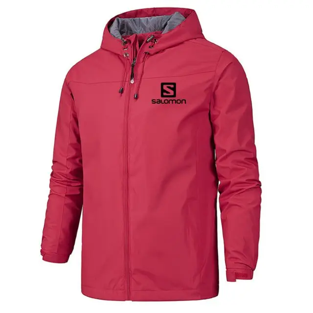 

New men's spring jacket hooded zip-up waterproof coat windproof solid color fashion men's coat outdoor sportswear 5XL bombing co