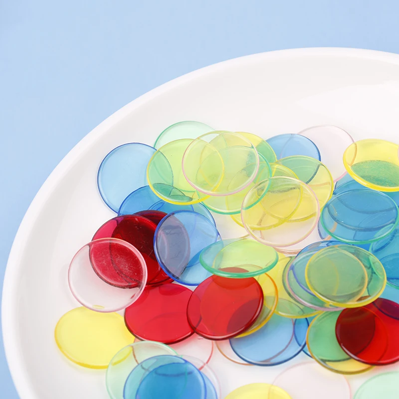 Монтессори Обучающие математические игрушки 100 шт. цветные Пластиковые монеты