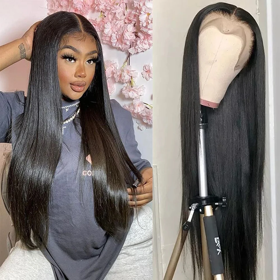 Straight T Part Lace Closure Wigs Human Hair Wigs For Women 13x4x1 Hd Lace Frontal Wig Pre Plucked With Baby Hair Natural Color