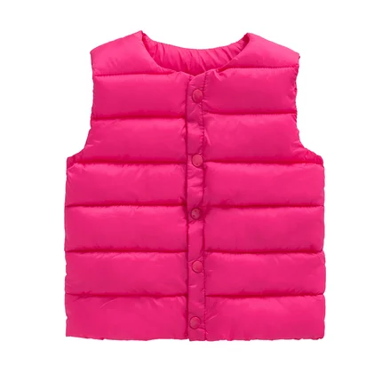 Rose red Vest Осенне-зимние теплые куртки для девочек; пальто для мальчиков; куртки для маленьких девочек; детская верхняя одежда с капюшоном; пальто для детей - Цвет: Rose red Vest