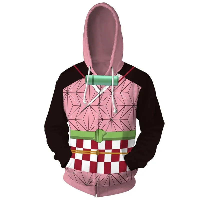 

Jackets Coats Demon Slayer: Kimetsu No Yaiba Hoodie Kamado Tanjirou Kamado Nezuko Sabito Iguro Obanai Cosplay Hooded Sweatshirts