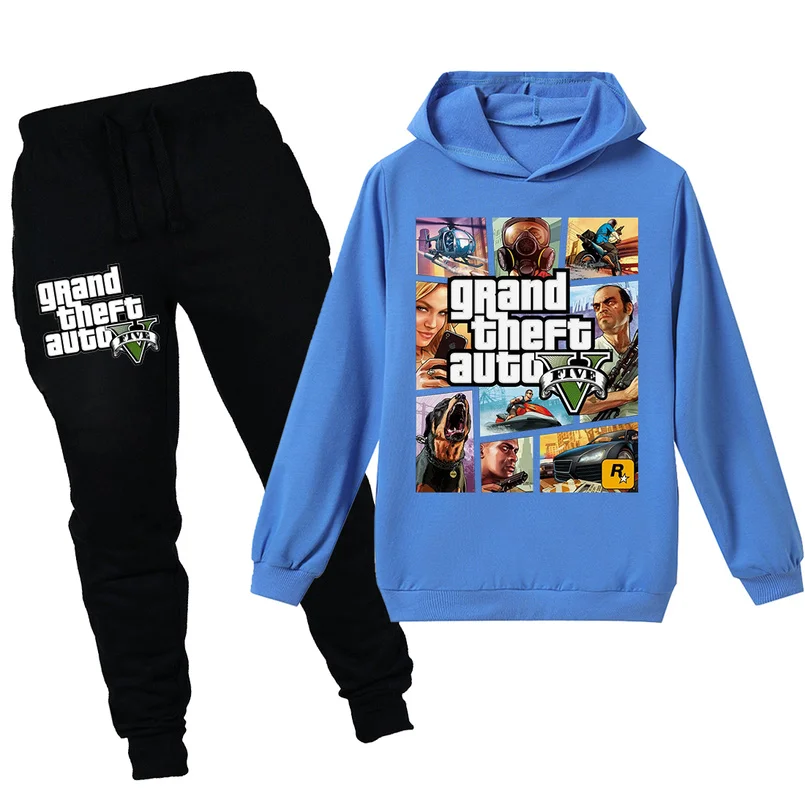 В 11 году детский спортивный костюм для девочек Gta 5 Grand Theft Auto V топы и брюки 2