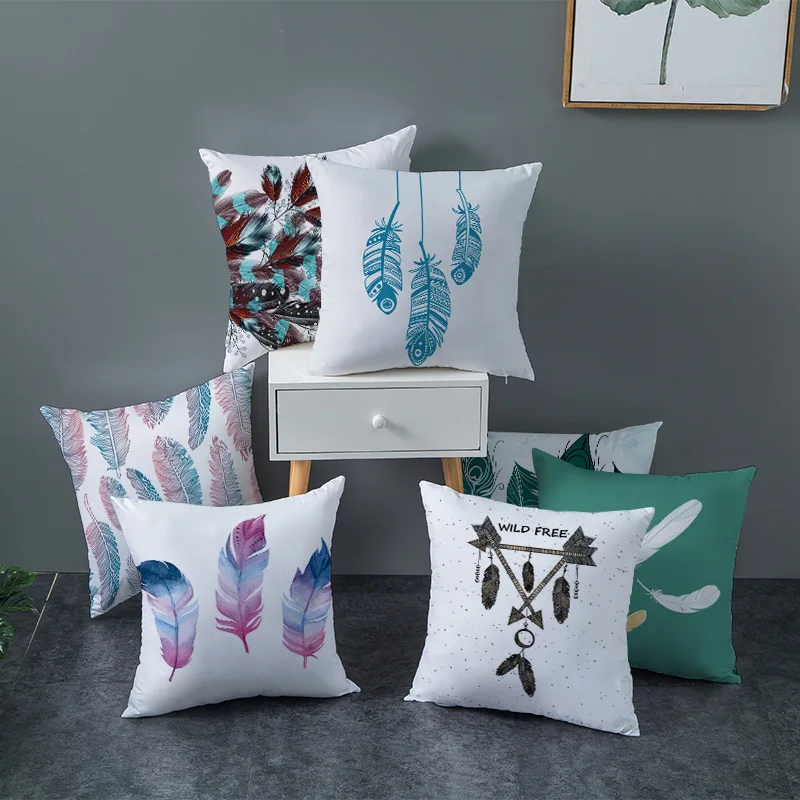 

Наволочка с изображением перьев декоративная подушка для дивана чехол удобный супер мягкий полиэстер Ins Стиль домашнего декора подушки для...