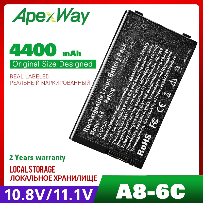 

ApexWay 4400mAh 11.1V laptop battery For ASUS A32-A8 70-NF51B1000 90-NF51B1000 90-NF51B1000Y 90-NNN1B1000Y NB-BAT-A8-NF51B1000