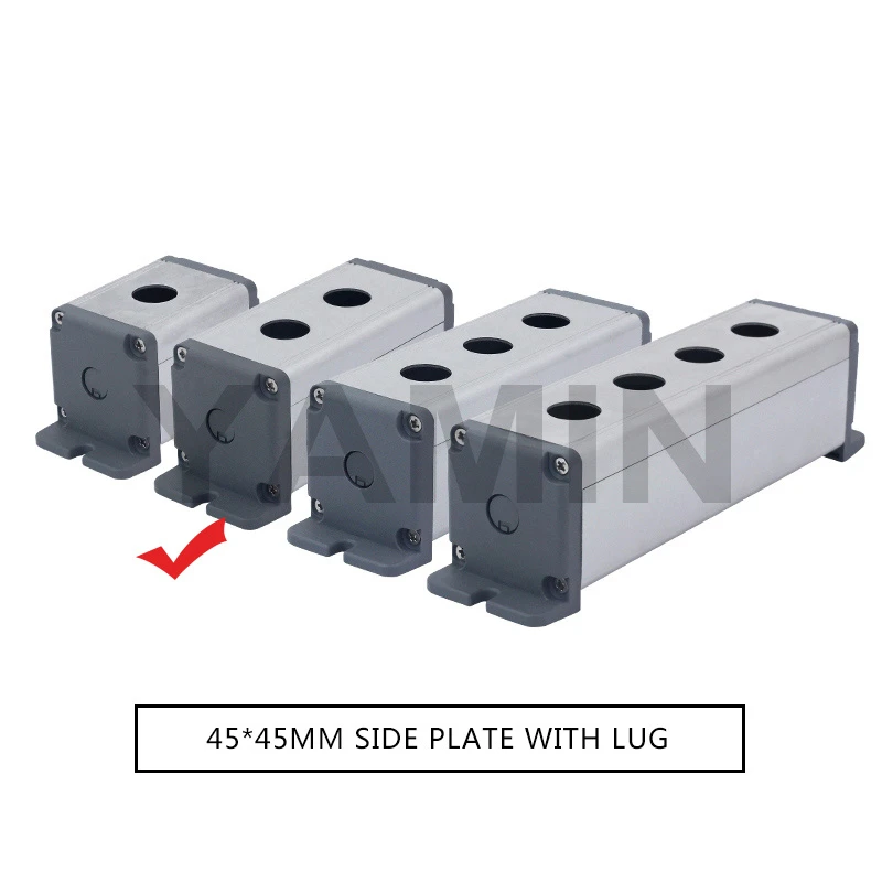 45MM ear 2 Hole 16/19/22mm Aluminium Alloy Protective Box For Metal Push Button Switch IP67 Waterproof Industrial 12/3/4 Holes Single Row - Цвет: 45MM ear 2 Hole