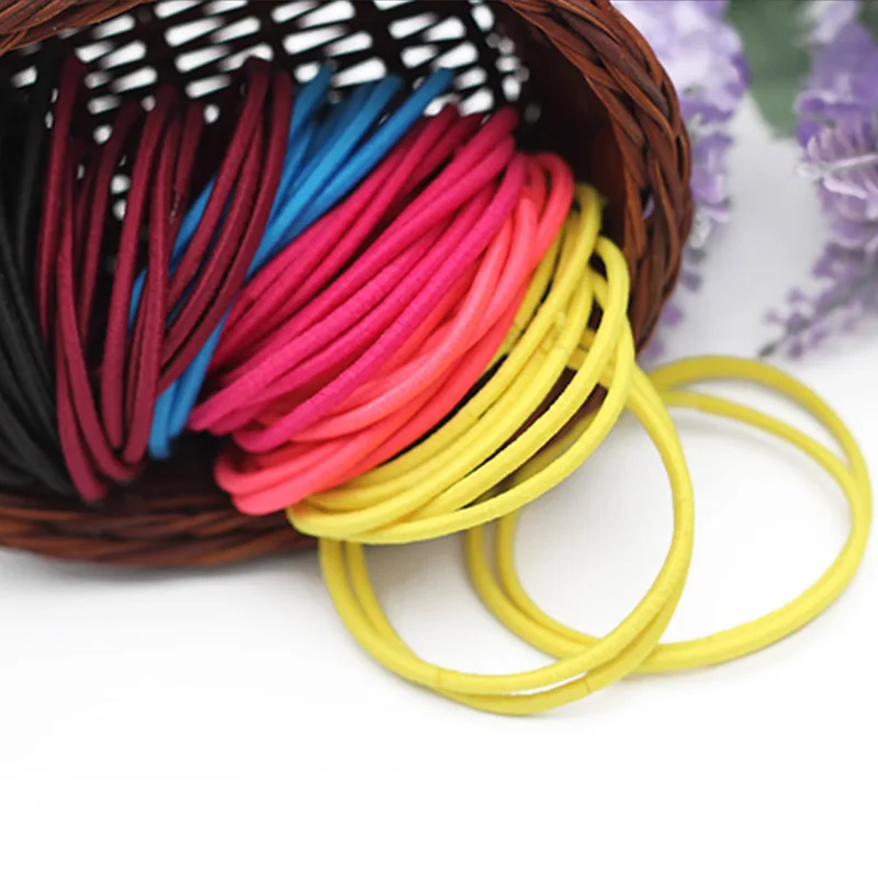 

50 PCS/Lot 4.6cm Girls Nylon Candy Colors Rubber Bands Children Safe Elastic Hair Rings Ponytail Holder Kids Hair Accessories
