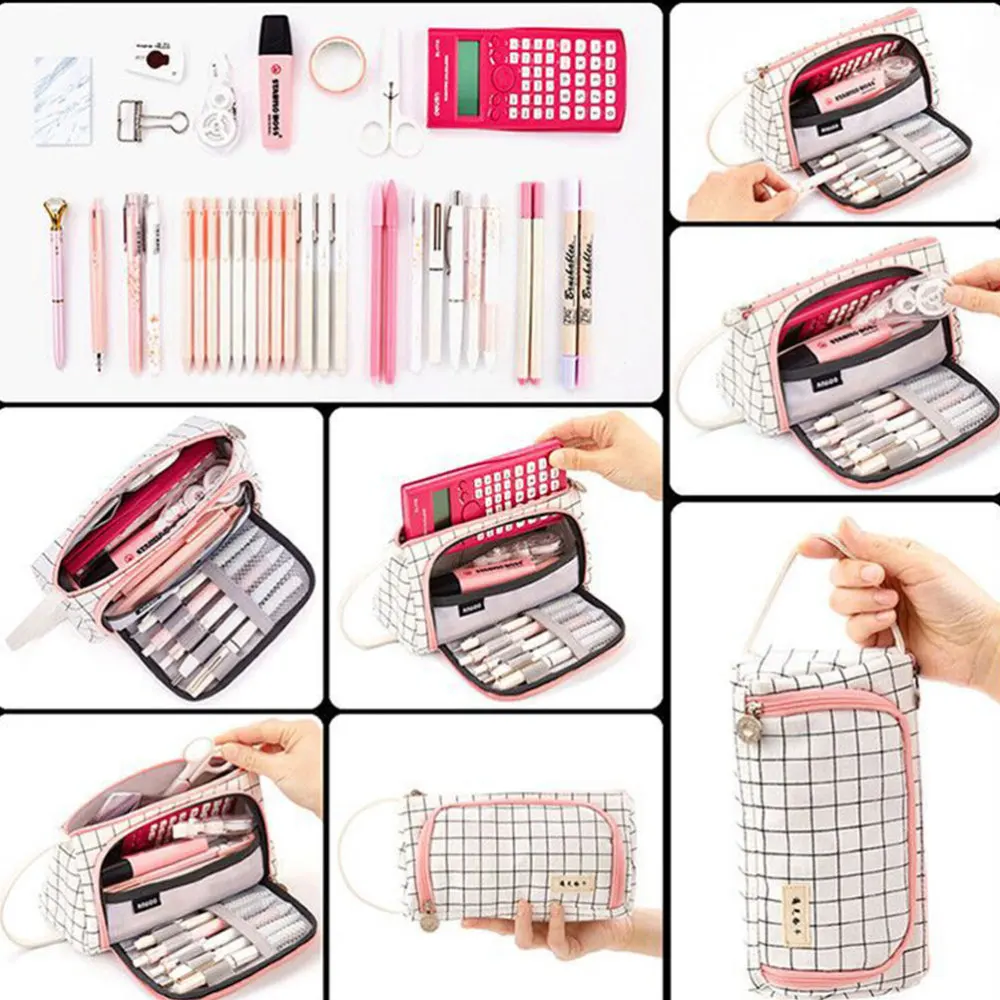 

Large Capacity Pencil Bag Simple Style Pencil Box Pen Holder School Stationery for Students