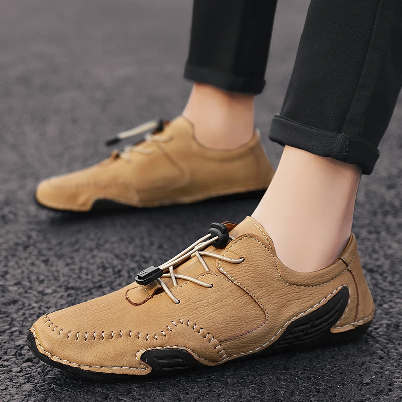 Повседневная мужская обувь из натуральной кожи мужские лоферы удобная модная