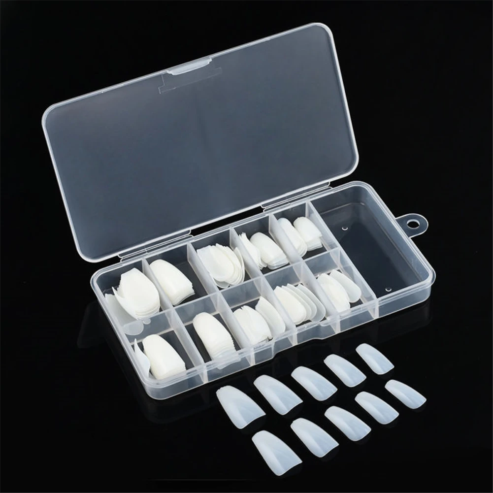 1 коробка прозрачные/натуральные накладные ногти балерины с длинным покрытием