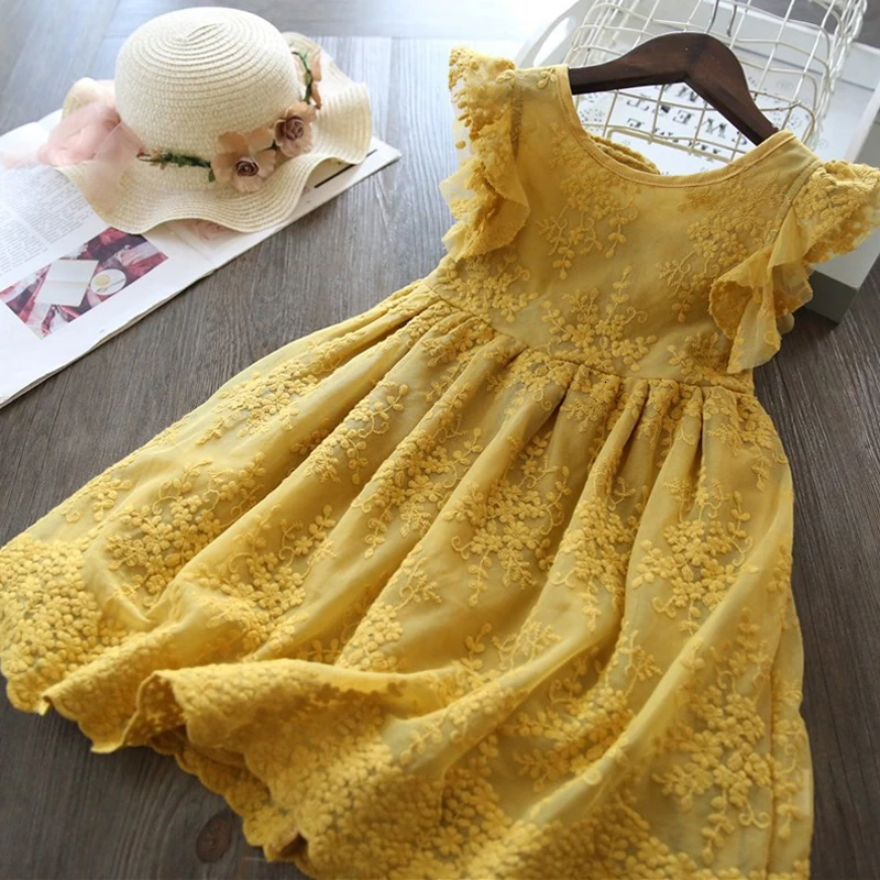 309418 yellow Красные детские платья для девочек; кружевное платье с фатиновой юбкой и цветочным узором; свадебные платья для маленьких девочек; вечерние платья для дня рождения; Детская осенняя одежда - Цвет: 309418 yellow