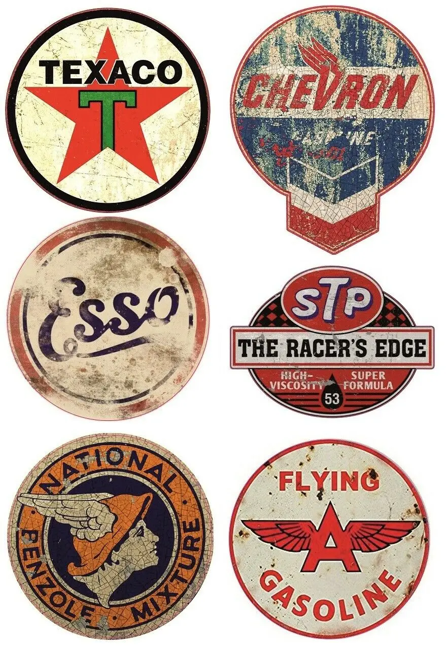 

6x Vintage OIL Sticker STP Retro Racing Hotrod USA V8 Car Tuning 10*10cm