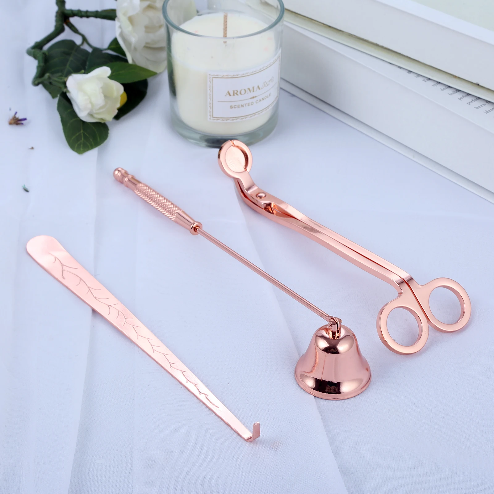 

3Pcs/set Stainless Steel Candle Accessory Candle Wick Trimmer Cutter Scissors Candle Snuffer Trimmer Hook Dipper Extinguish Tool