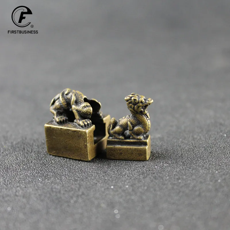 Резной маленький медный дракон домашний декор с уплотнением винтажные латунные