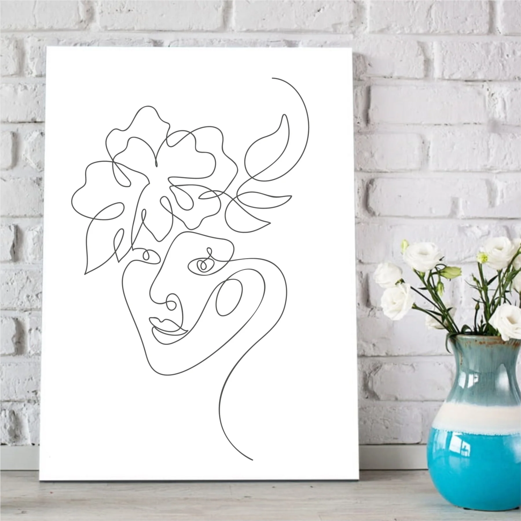 

Charcoal Abstract Face Portrait Design Canvas Table-1