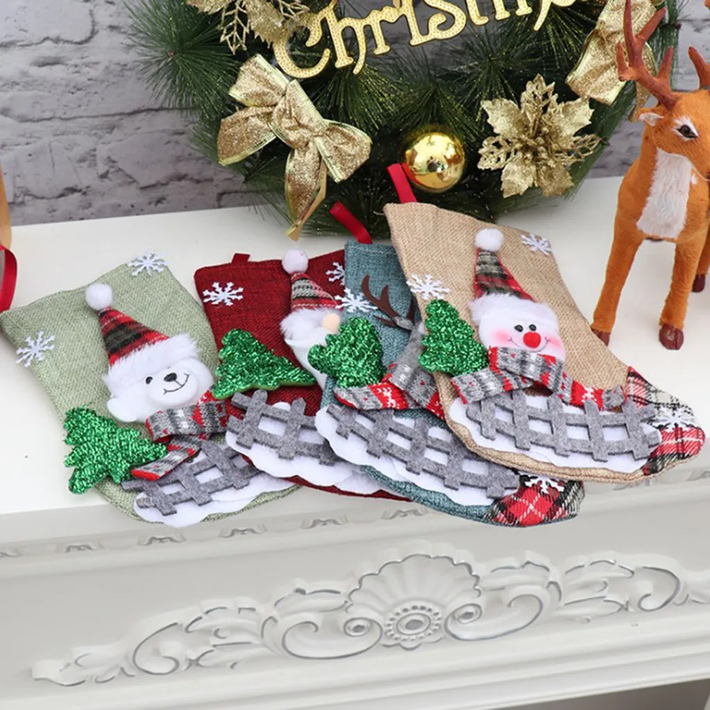 Christmas goods Candy Gift Bag Decoration Props Santa Claus Reindeer Snowman Socks Snowflake Decor Tree Hanging Ornaments F920 | Дом и сад