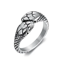 megin d vintage personality double snake stainless steel rings for men women couple family friend fashion design gift jewelry