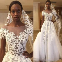 african lace wedding dresses vestido de noiva black girls women a line sheer wedding gowns custom made bride dress