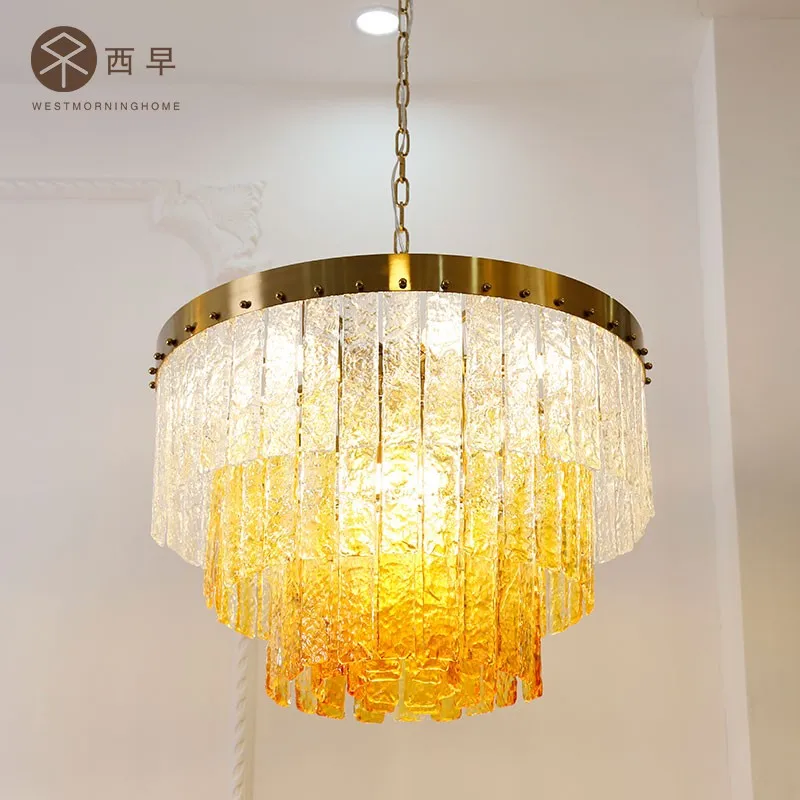 

Retro gradient glass chandelier model room living room bedroom personality art glass chandelier