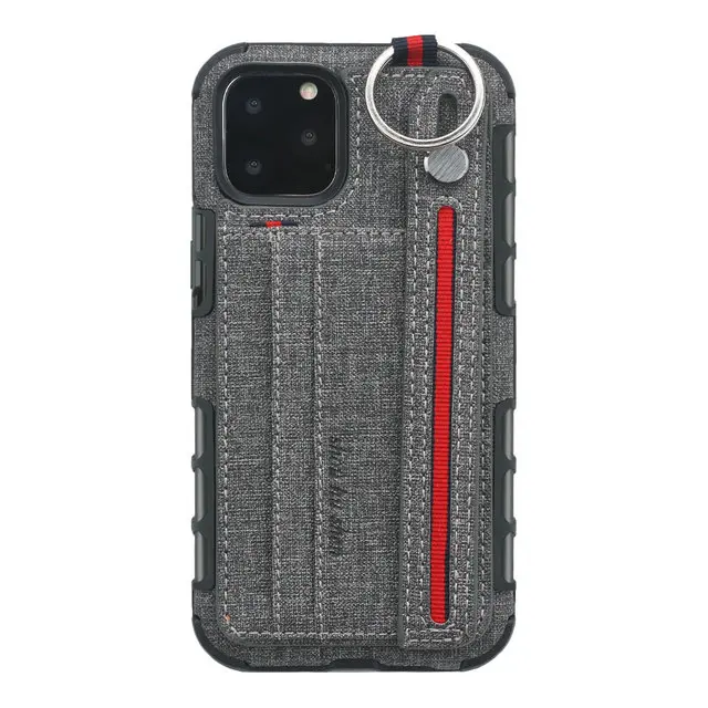 Серый Для Coque iPhone 11 чехол для iPhone 11 Pro Max Роскошный чехол металлическое кольцо карточка из ткани слот Etui для iPhone11 Pro Чехол 11Pro Funda - Цвет: Серый