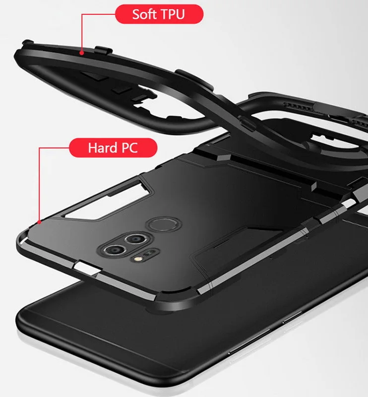 Гибридный бронированный чехол с подставкой и подставкой для LG V30 Q6, мягкий ТПУ+ Жесткий ПК ударопрочный чехол для iPhone 11 XS MAX XR для huawei