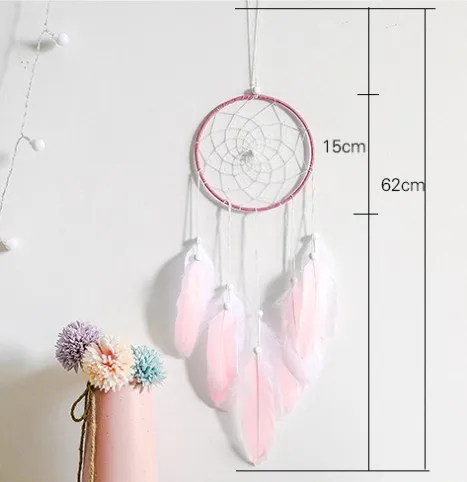 Розовое перо ремесла Ловец снов красивые куранты ветра ручной работы индийская