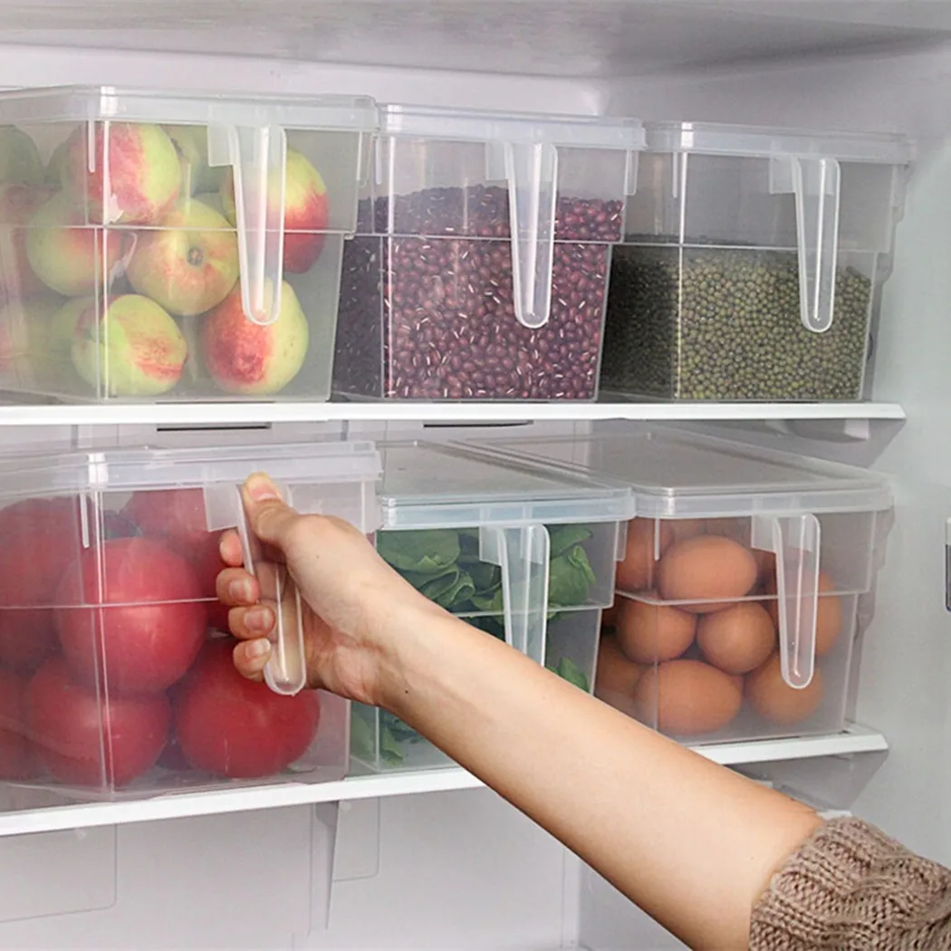 

Прозрачный пластиковый контейнер для хранения продуктов в холодильнике, герметичная банка, зерна, бобы для сохранения свежести фруктов, ку...
