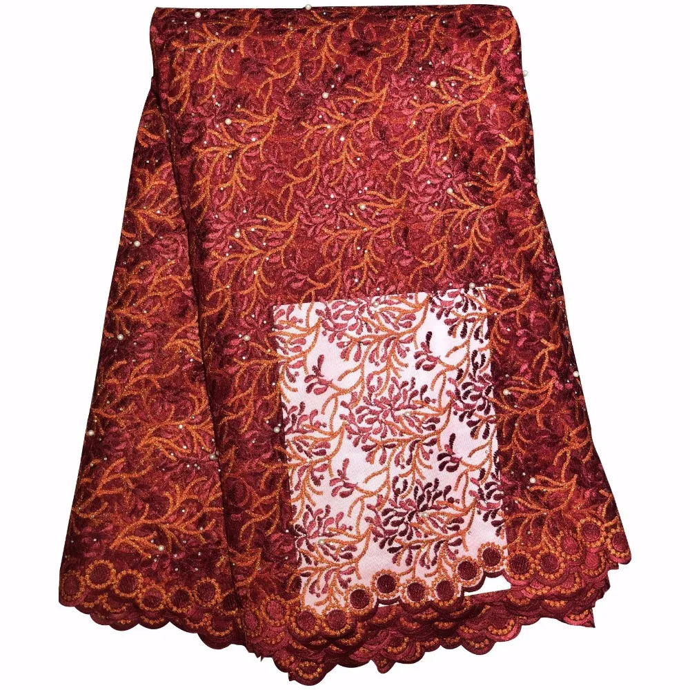 Африканский материал бисерная кружевная ткань для свадьбы фиолетовая