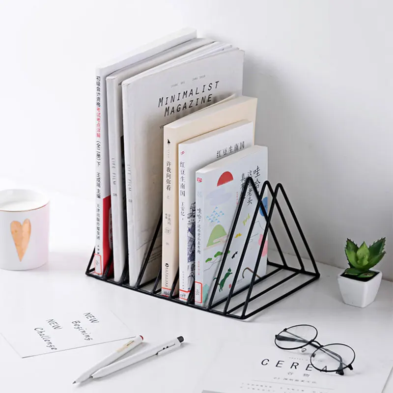 

Metal Vinyl Record Rack Triangle Book Magzine Holder Record Collection Storage Shelf Stand Home Office Desk Organizer Decor