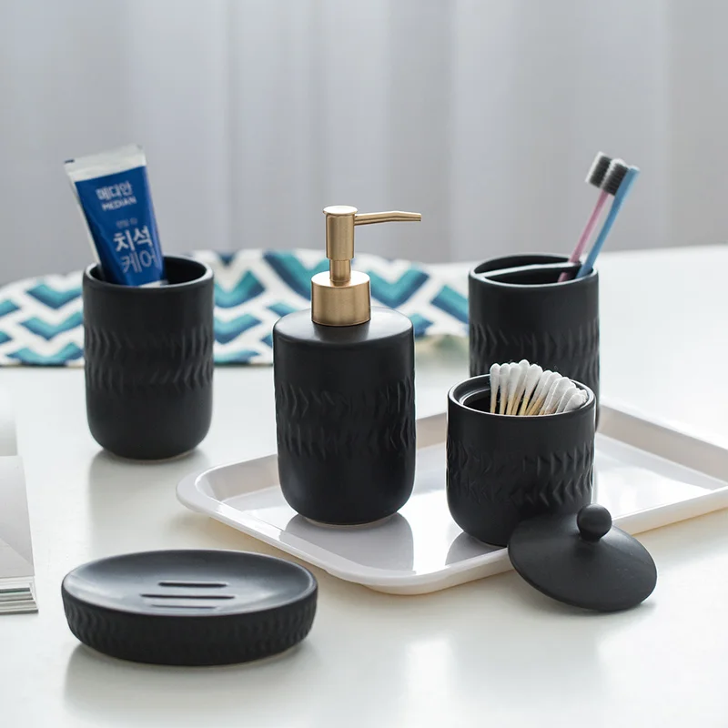 Матовый черный простой керамический моющий костюм в европейском стиле для