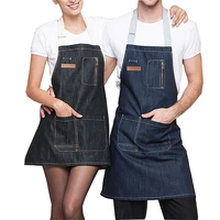 unisex denim apron with pockets for men and women chef kitchen restaurant bbq grill baking coffee shop and studio work clothes