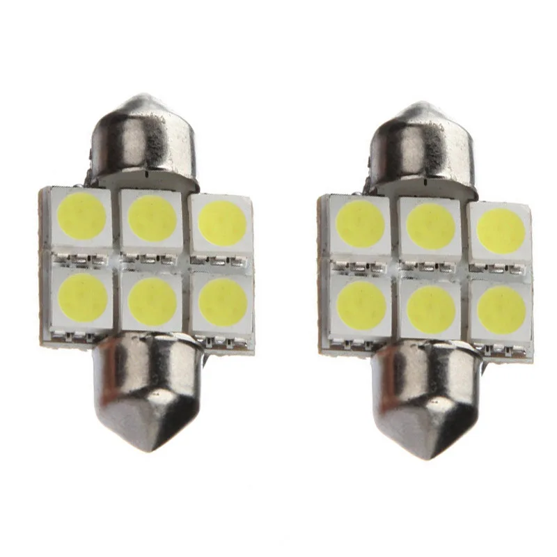 

2X 31mm 6 SMD 5050 LED Car Interior Dome Festoon C5W Super White Light Lamp Bulb
