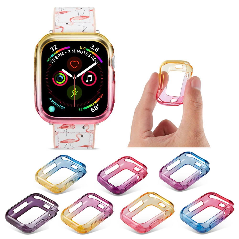 Чехол для apple watch 4, 5, 44 мм, 40 мм, цветной, мягкий, из ТПУ, чехол iwatch series 4, 5, ударопрочный чехол, аксессуары