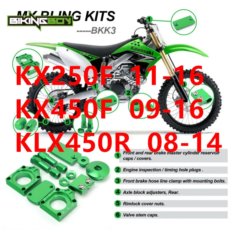 BKK3 BIKINGBOY Bling Наборы для KAWASAKI KX250F 04-16 KXF KX-F KX450F 09-16 KLX450R 2008 2009 2010 2011 2012 2013 Набор модификаций - Цвет: BKK3