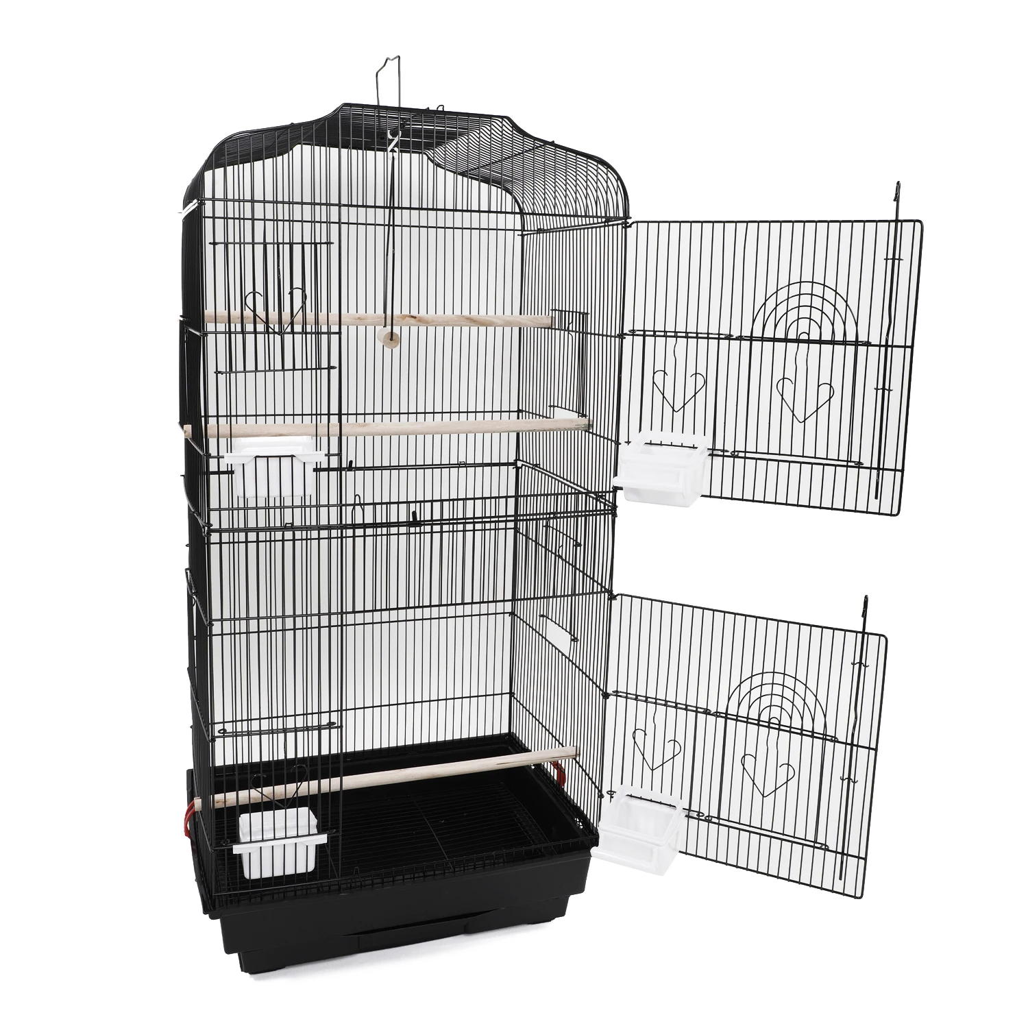 

【US Warehouse 】 37 "Клетка для попугая птиц канарейка Попугайчик Cockatiel LoveBird зяблик клетка для птиц с деревянными окунями и еда чашки черный