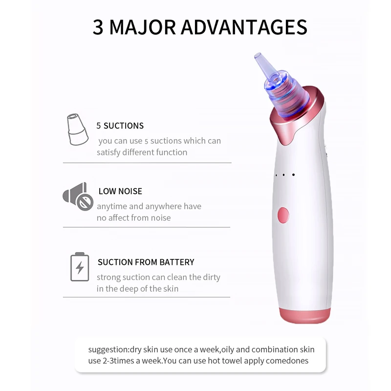 

Pore Cleaner Blackhead Remover Vacuum Suction Facial Deep Cleansing Black head Dots Pimples Removal Skin Care Tool