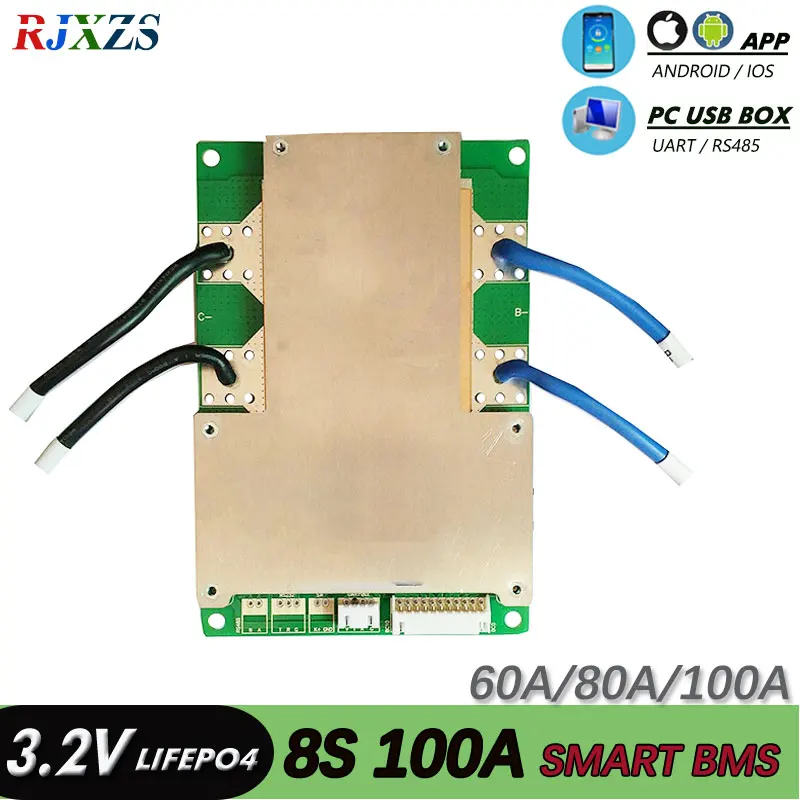 8S 80A/100A bms lifepo4 Смарт bms pcm с android Bluetooth app UART соответствие bms wi программное обеспечение(приложение) монитор