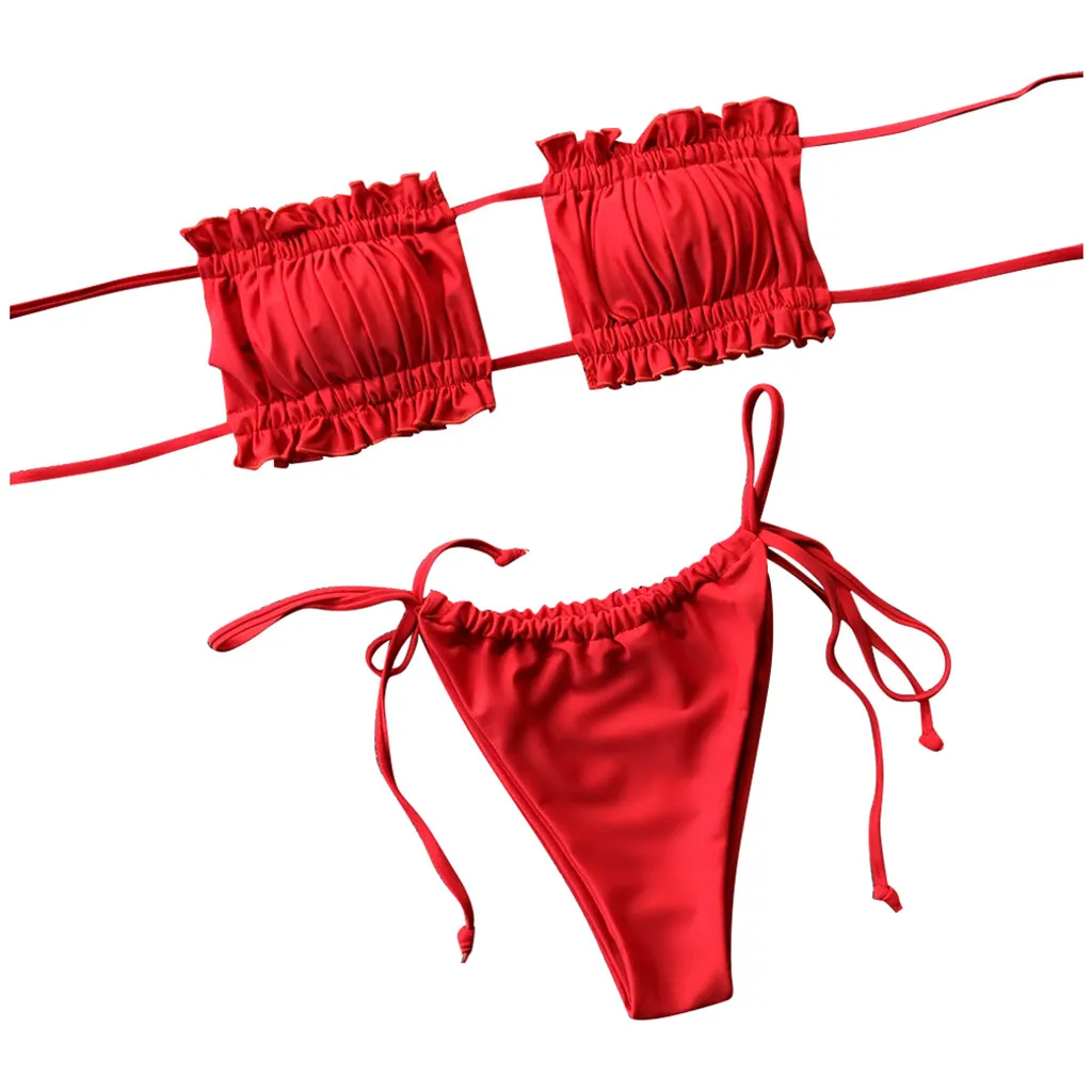 

Swimwear Sexy Women Solid Push-Up Ruched Hollow Summer Swim Beachwear Padded Bra Bathing Siwmsuit Jumpsuit