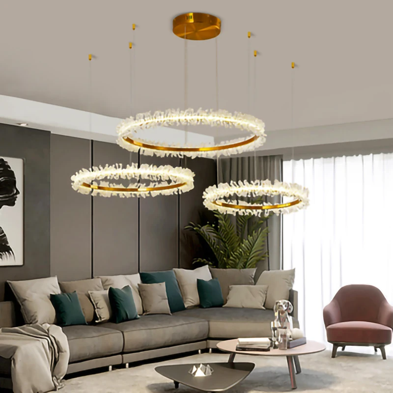 

Home Decor Luxury Crystal Led Chandelier Lighting fixture living room restaurant decoration black gold ring chandelier for home