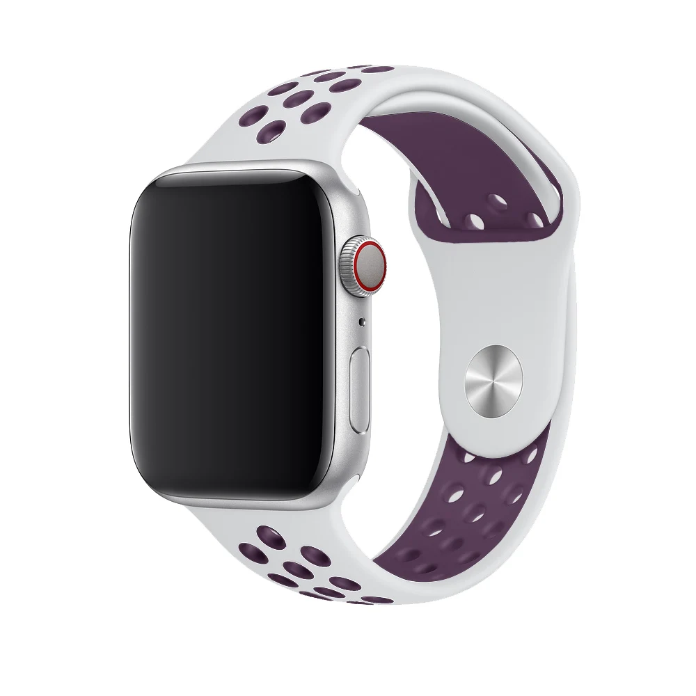 Спортивный ремешок для apple watch band 4 5 42 мм/38 мм iwatch band 44 мм/40 мм ремешок силиконовый браслет дышащий ремешок для часов серии 5 4 3 2 - Цвет ремешка: white light purple14
