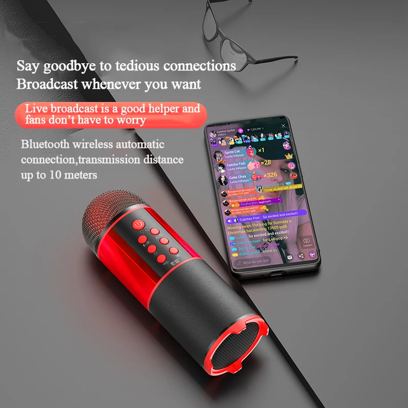 Беспроводной bluetooth-микрофон SOAIY домашний ручной микрофон для пения с функцией