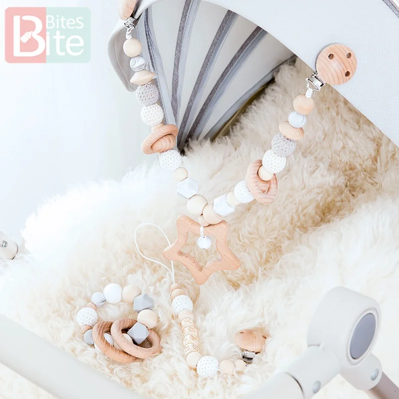Детский деревянный Прорезыватель для зубов цепочка соски зажим коляски