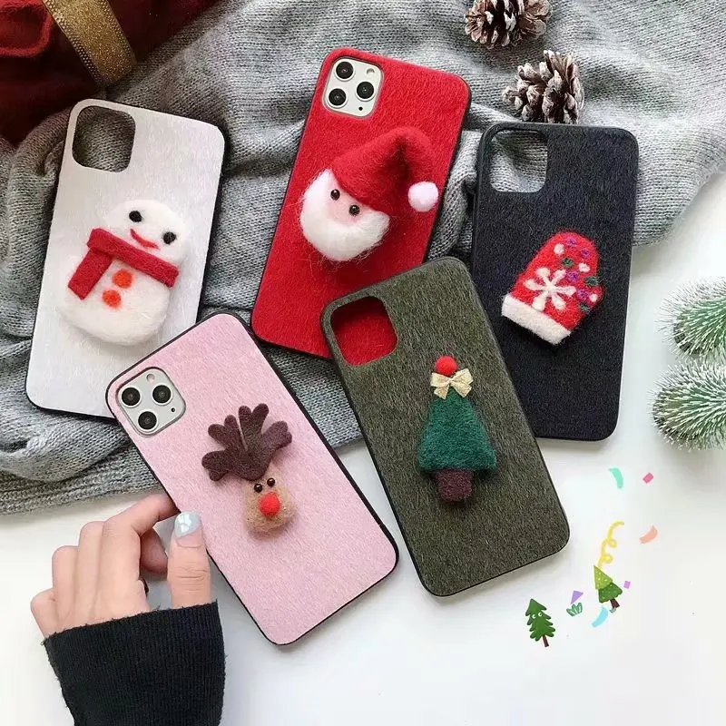 3D плюшевый мультяшный Рождественский чехол для телефона iPhone 11 7 8 6 6S Plus SE 2020 чехлы