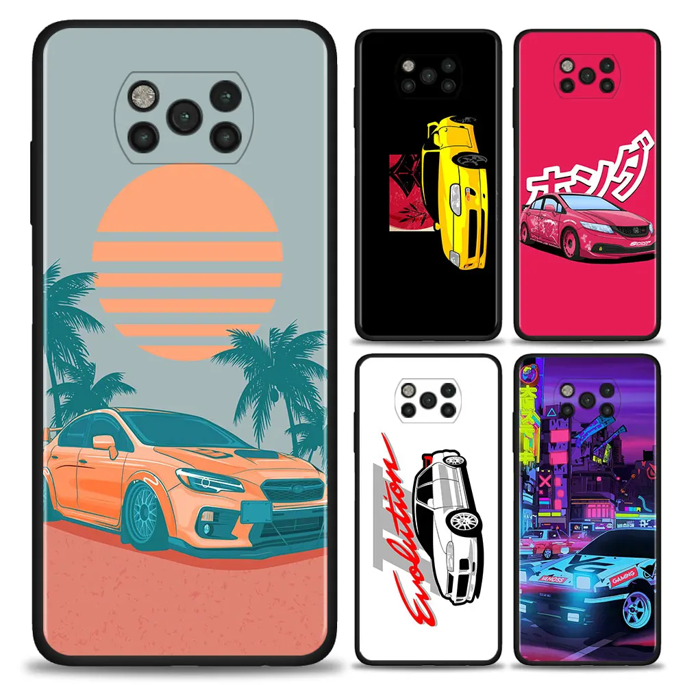 

JDM Tokyo Drift Sports Car Silicone Soft Pnone Case For Xiaomi Mi Poco X3 NFC Pocophone F1 M3 M4 Pro 5G F3 Back Cover Fundas