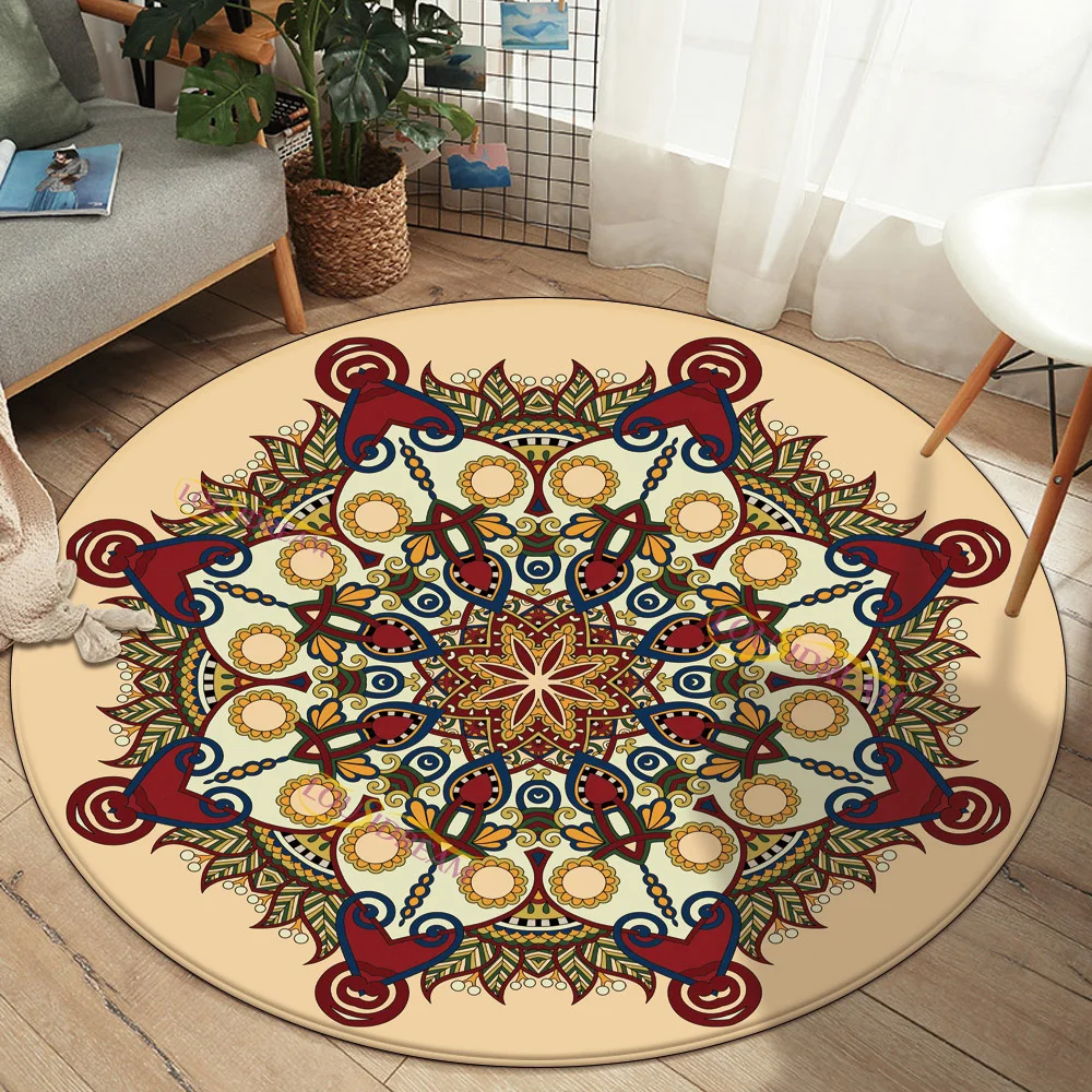 2022 Mandala Print Round Kitchen Mat Anti-slip Modern Area Rug Living Room Balcony Flowers Carpet Doormat Geometric Bath | Дом и сад