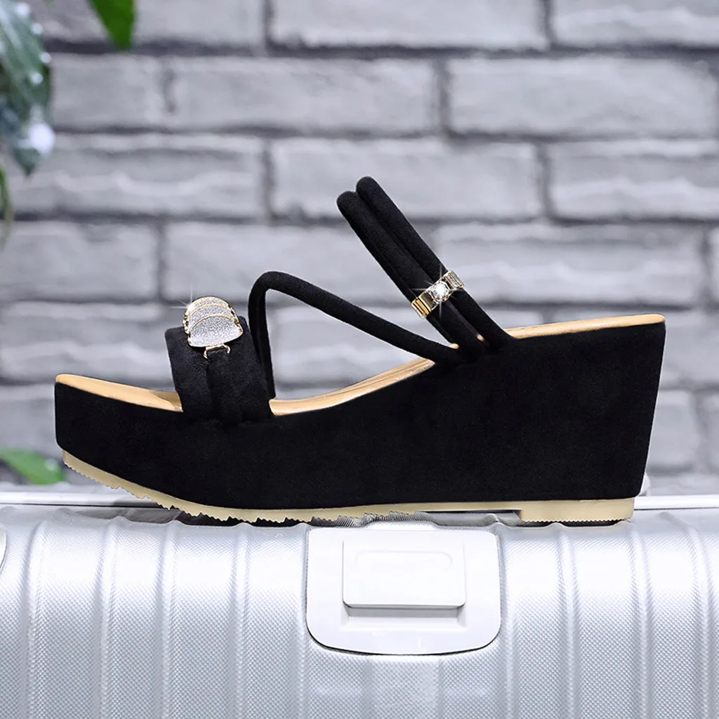 2020 женские босоножки Женская повседневная обувь на танкетке со стразами Летние