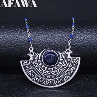 afawa phoenix bird stainless steel necklace women blue color natural stone statement necklace jewelry collar mujer n3312s02