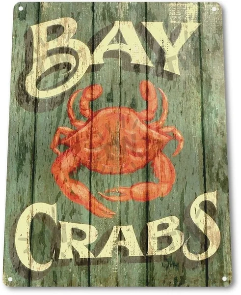 

TIN SIGN: Crabs Tin Metal Sign Crab Shack Seafood Marina Sign Decor