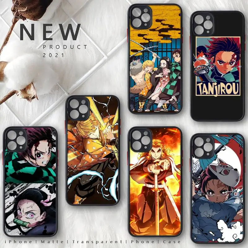 

Demon Slayer Phone Case Matte Transparent for iphone 11 12 pro mini XS XR X max 7 8 plus TPU Mobile bags shell funda coque cover