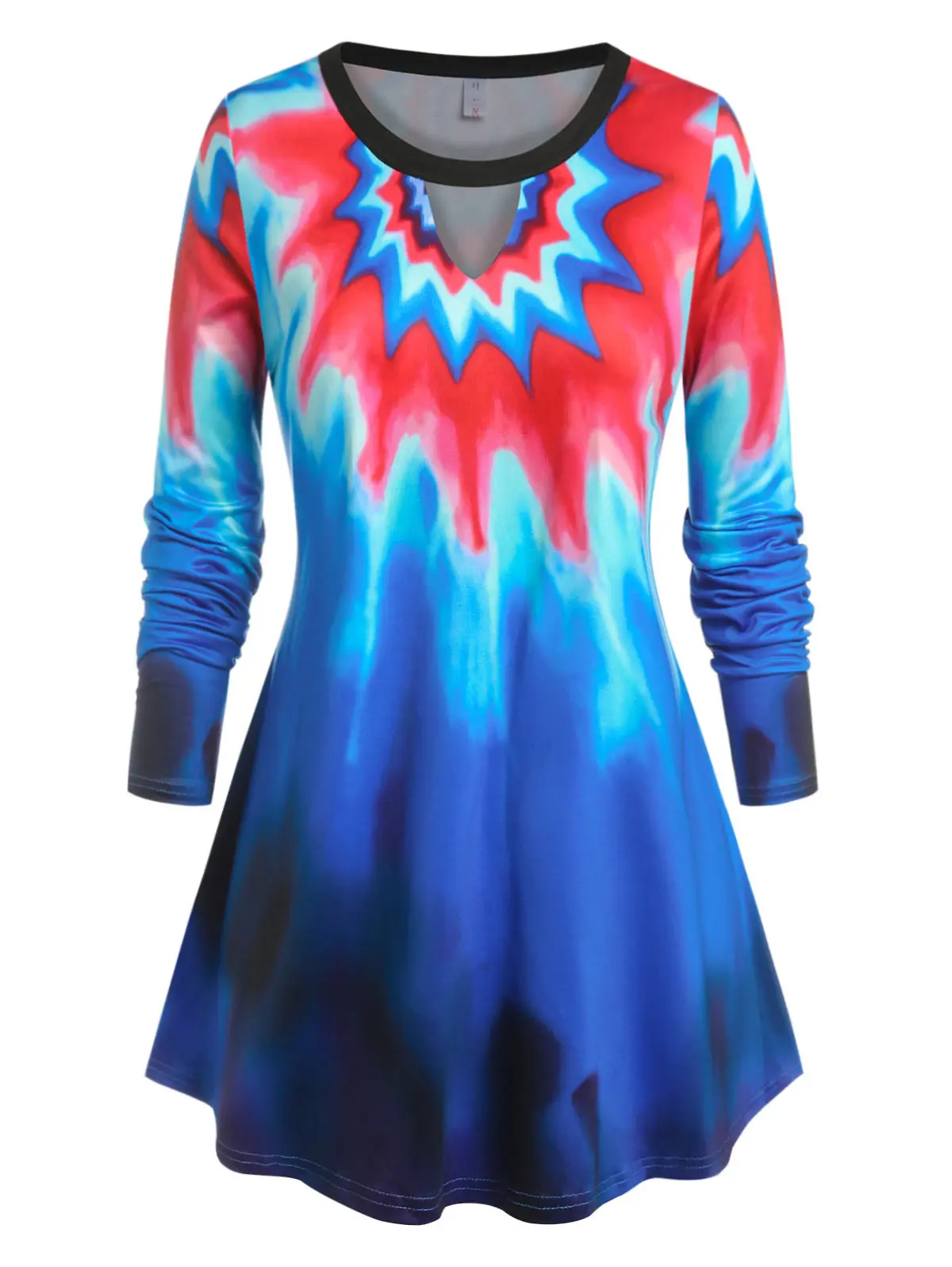 

Plus Size Keyhole Tie Dye Tee Crop Top Oversized T-Shirt Women'S Long Sleeve Top Women'S Clothing Women'S Blouse